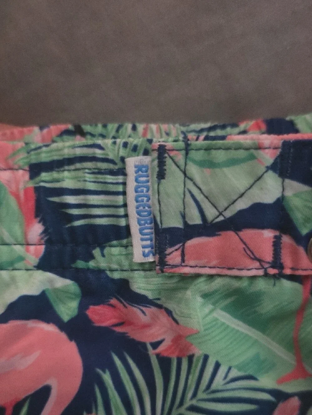 RuggedButts Baby Boy 6-12mo Flamingo Frenzy Pattern Swim Shorts